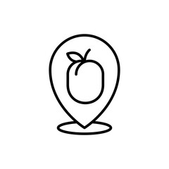 Plum fruit location outline icons, minimalist vector illustration ,simple transparent graphic element .Isolated on white background