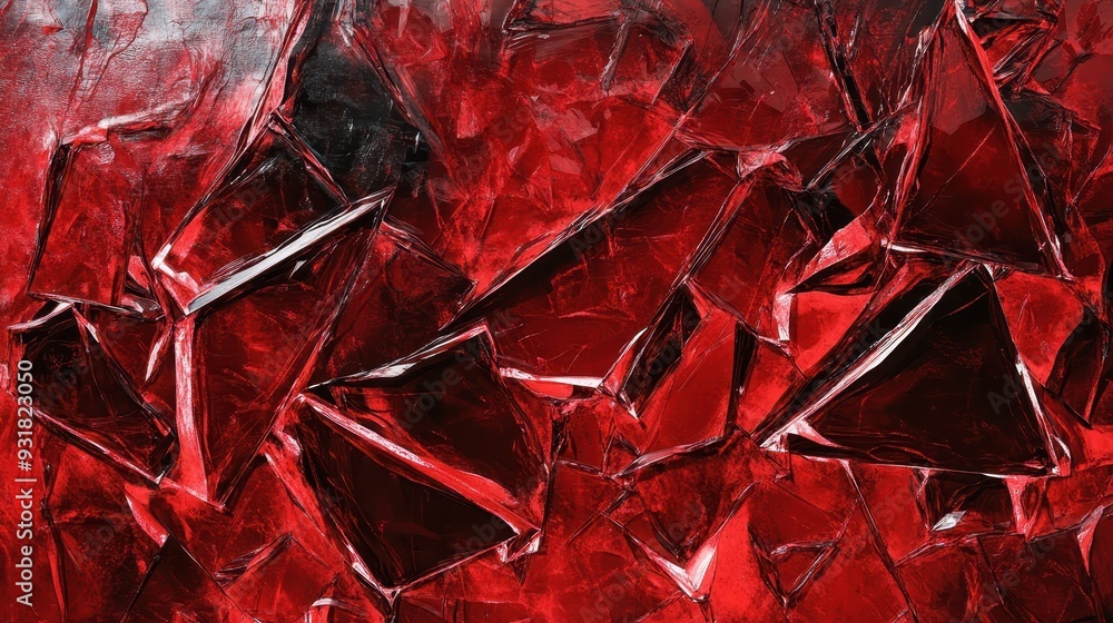 Poster abstract red and black geometric shards creating a striking, jagged texture. perfect for contemporar