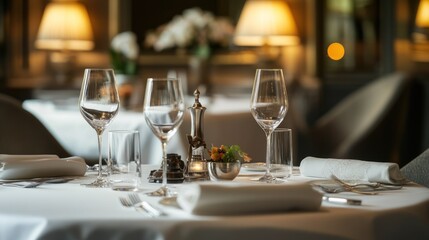 Elegant Table Setting with Wine Glasses and Silverware
