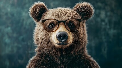 Scholarly Bear in Professor Glasses Exuding Academic Wisdom and Intelligence