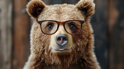 Fototapeta premium Wise Bear Professor in Glasses Contemplating Academic Concepts
