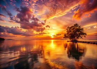 Dreamy Sunset: Romantic, nostalgic, warm pink and orange hues casting a golden glow, evoking a sense of wonder and longing.