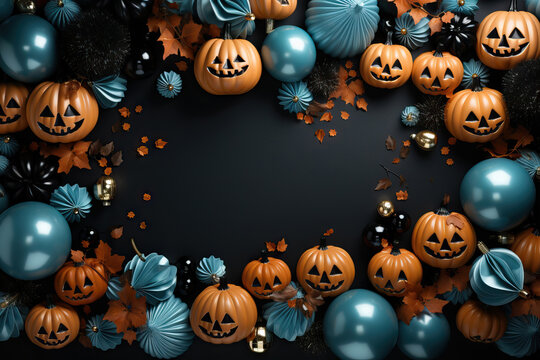 Halloween flat lay with pumpkins