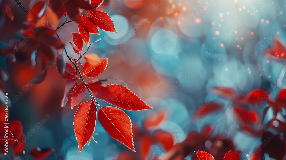 Poster defocused red leaves perfect autumn background : generative ai