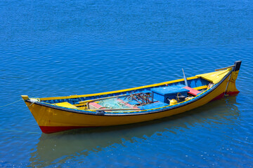 Fototapeta premium Fishing boat at Southern Chile, Queule, Chile, South America