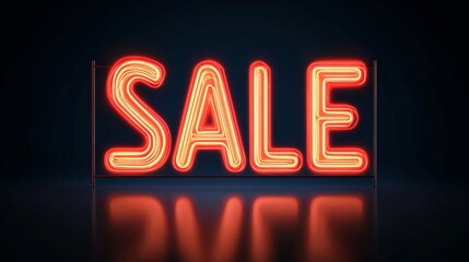 Glowing neon sale sign with vibrant orange light on dark background for eye-catching retail promotion and modern discount campaign design