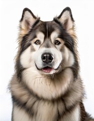 Fototapeta premium アラスカン・マラミュートのポートレート（Alaskan Malamute portrait on white background） 