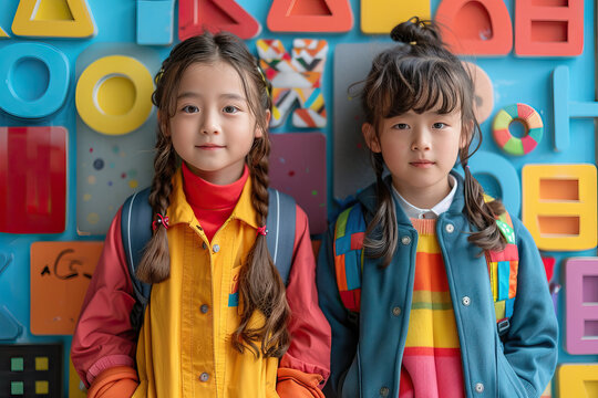 Confident school children in modern uniforms