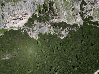 Lagazuoi Mountain Aerial view of the Dolomites mountain landscape in Trentino, South Tyrol in Northern Italy.