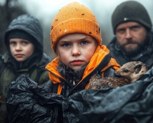 Family Protects Wildlife by Cleaning Up Litter in the Outdoors, A Powerful Image of Conservation and Environmental Responsibility