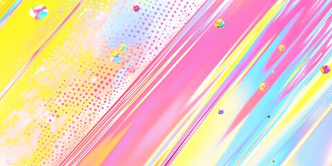 Vibrant Y2K Holographic Background: Abstract Halftone Effect with Dynamic Pink, Yellow, and Blue Palette. Retro 2000s-Inspired Design for Banners, Flyers, and UI Elements. Blurred Dotted Pattern for C