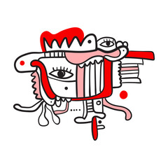 hand drawn doodle shapes and objects. Abstract modern contemporary trendy vector illustration.