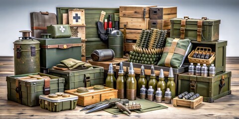 * Med packs, bullet boxes, explosive rounds, tactical gear and military equipment to support troops in the field.