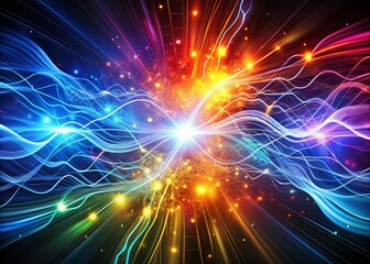 Fototapeta premium Energetic Circuitry - Dynamic lines, flowing energy, vibrant colors, power and speed