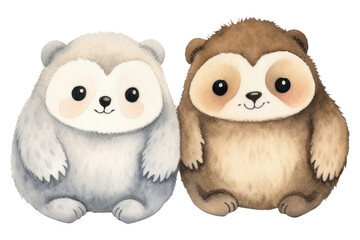 Fototapeta premium PNG Two sloth friend animal drawing mammal.
