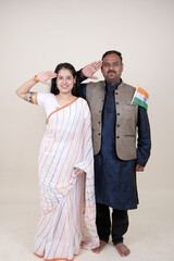 Playful couple wrapped in an Indian flag, celebrating their vibrant heritage with joy and affection. Perfect for showcasing cultural pride, unity, and festive spirit.