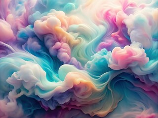 Fototapeta premium Ethereal Abstracts: Fluid and ethereal blobs of paint in soft pastel hues, evoking a sense of tranquility and serenity.