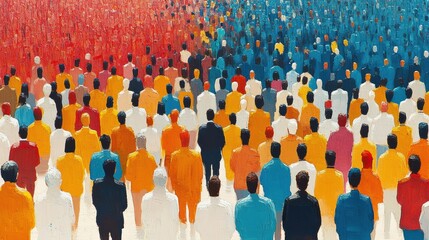 Fototapeta premium A colorful crowd of people, each with unique expressions and identities, marching together in support of social equality