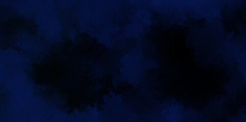 Abstract dark blue watercolor cloudiness, mist, or smog background. Dark navy blue sky with black background and blurred pattern. Vivid textured aquarelle painted art design background.