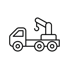crane truck line icon with white background vector stock illustration