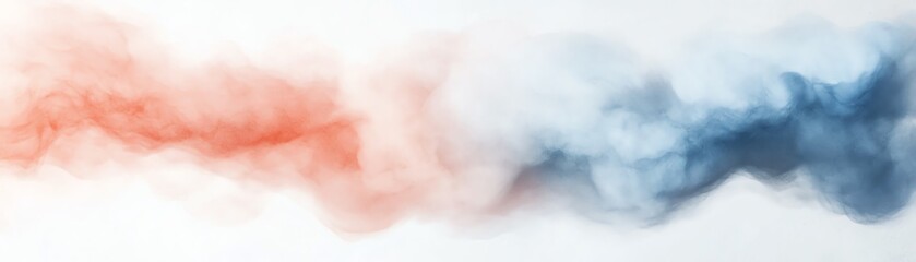 Fototapeta premium Abstract smoke pattern in red and blue colors against a white background, ideal for creative designs and artistic projects.