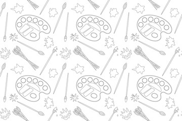 Detailed coloring page featuring art supplies, ideal for back-to-school activities, creative projects, and educational resources.