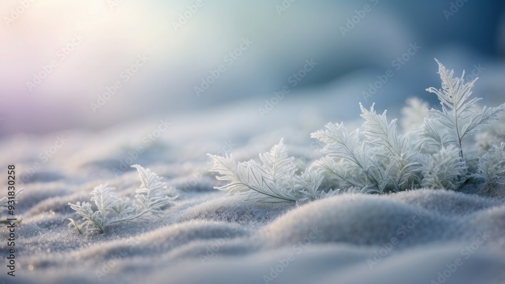 Poster soft winter background with frosty patterns, cold and serene.