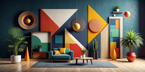 * Minimalist artistic compositions feature simple, bold, and colorful geometric shapes, embracing the essence of uncomplicated beauty.