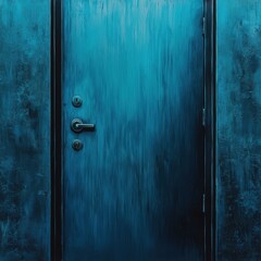 Fototapeta premium A vibrant blue door set against a textured wall, inviting curiosity and a sense of mystery. Ideal for artistic or architectural themes.