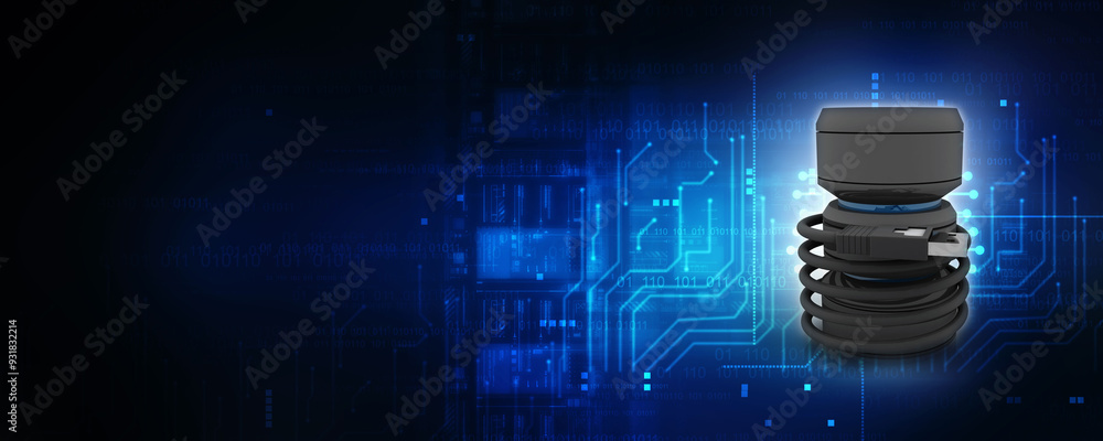 Poster 3d rendering usb port with database