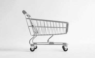 Empty shopping cart on white background.