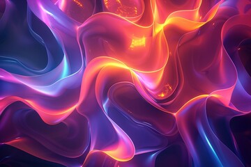 Fototapeta premium Abstract background with vibrant, colorful, wavy, glowing lines in pink, orange and blue colors.