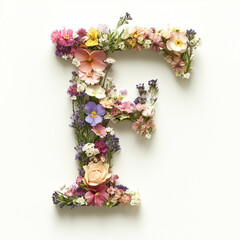 Small Floral Alphabet Letters F Beautifully Colored Flowers Forming Each Letter in Soft, Sweet Tones