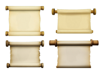 Ancient scroll isolated on transparent background. 