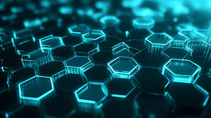 Obraz premium Abstract turquois technology hexagonal background