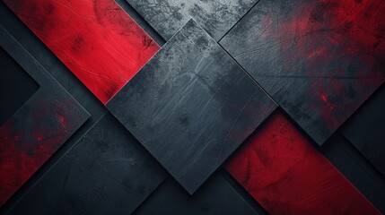 Abstract geometric background with dark grey and red diamond shapes.