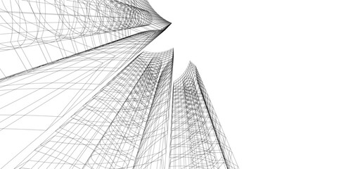 Fototapeta premium Architectural drawing on white background vector illustration