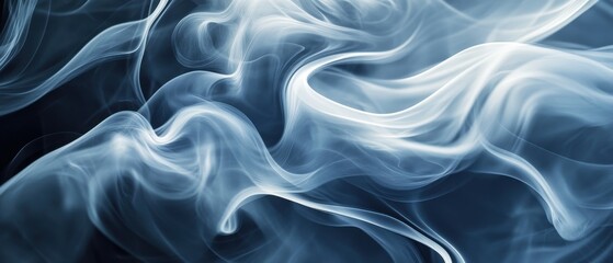 Obraz premium Abstract blue smoke swirls on black backdrop, flowing like incense