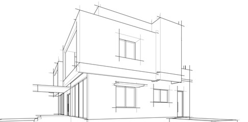  building sketch architectural 3d illustration