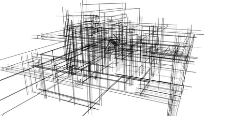  building sketch architectural 3d illustration