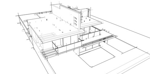  building sketch architectural 3d illustration