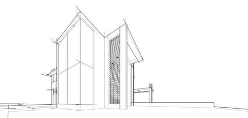  building sketch architectural 3d illustration