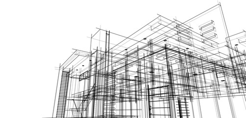  building sketch architectural 3d illustration