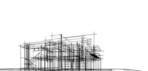  building sketch architectural 3d illustration
