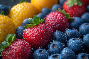Obraz premium Berries glistening with freshness in natural light