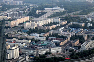 Fototapeta premium Top view of Moscow in the summer evening.