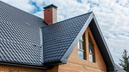 Fototapeta premium Rooftop View: A Glimpse of a Modern Home's Exterior