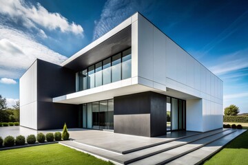 Minimalist Black-and-White Architecture with Sharp Lines