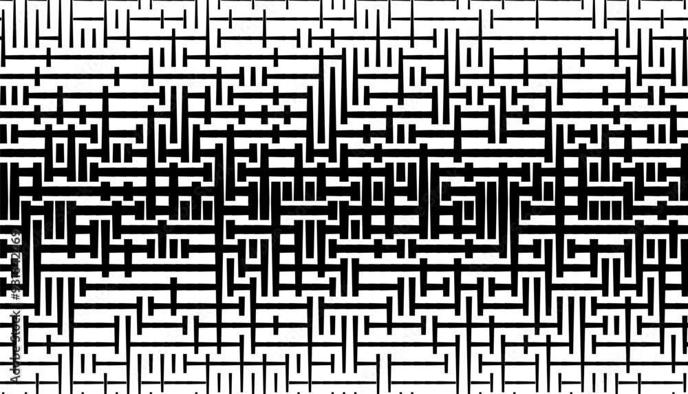 Poster Black and white abstract maze background. Smooth transition effect pattern. Vector Format Illustration. 