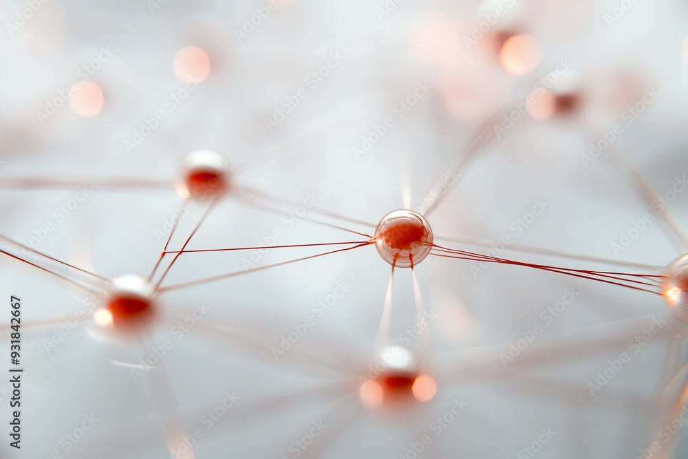 Poster abstract illustration of molecular connections showcasing intricate patterns of nodes and links in s